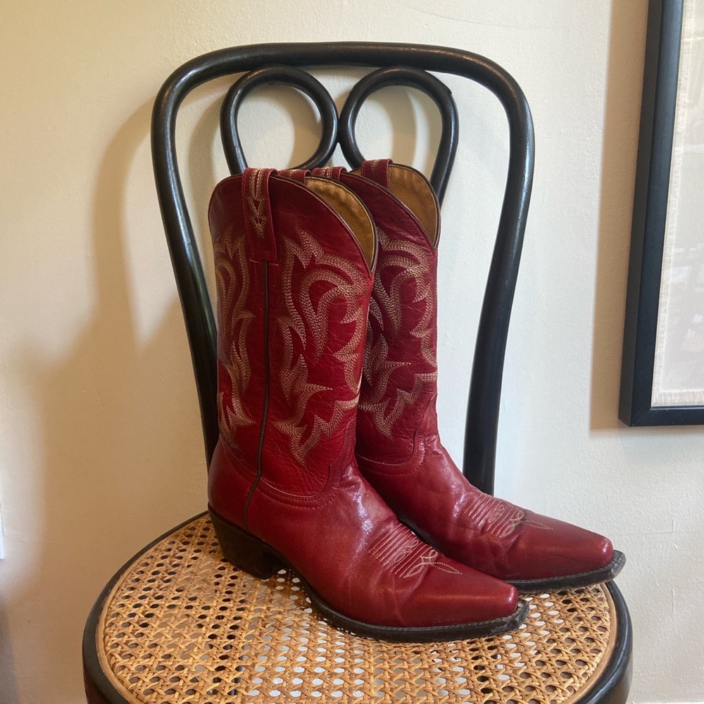 Red Leather Cowboy Boots